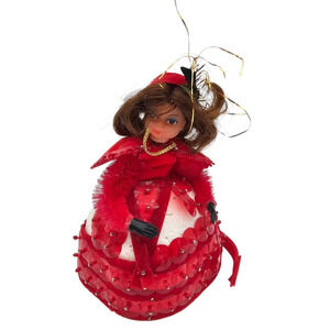 Vintage Mid Century Walco Li'l Missy beaded sequin doll Red Dress